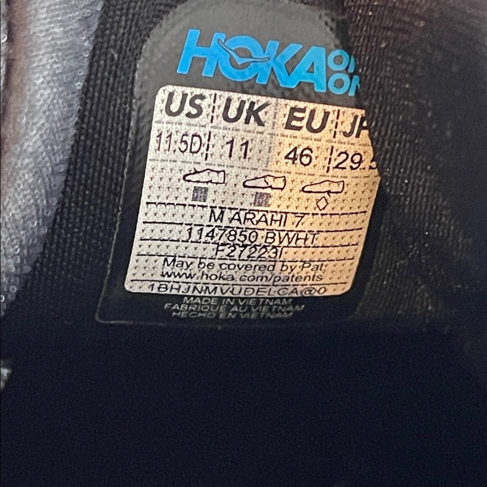 HOKA Men's Arahi 7 Stability Shoe Black & White Size 11.5D NEW - Picture 12 of 15
